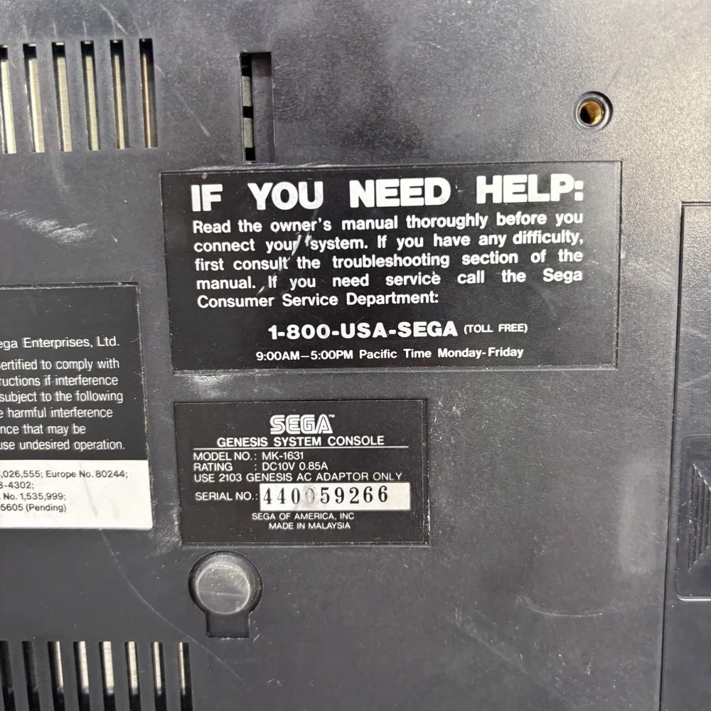 Sega Genesis Model 2 MK-1631 Console Only | FOR PARTS or REPAIR Untested